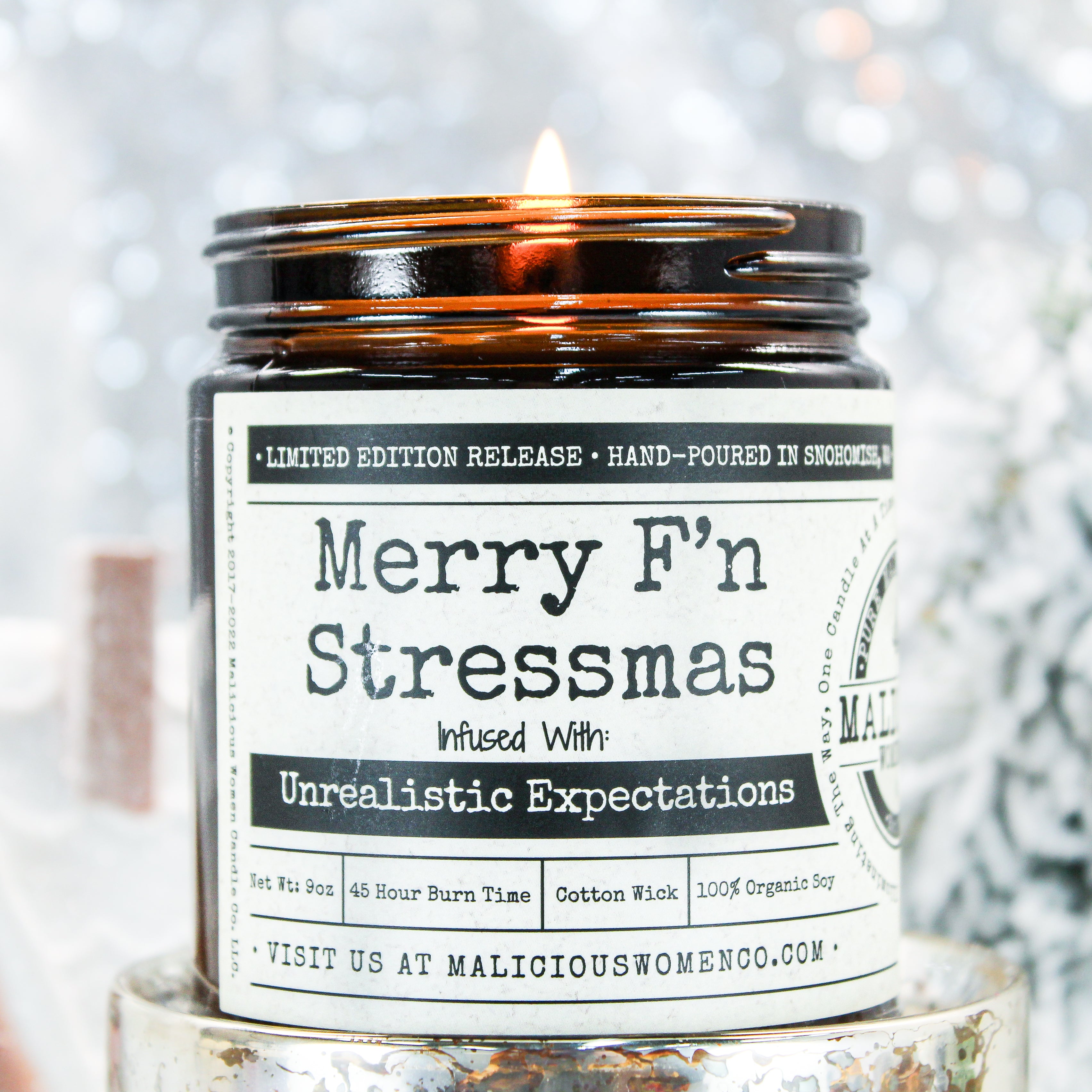 Malicious Women Candle CO. Best Scented Candles-Merry F'n Stressmas